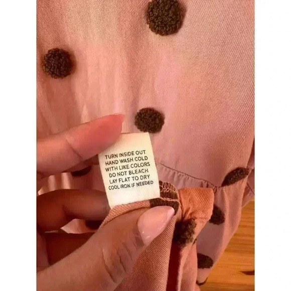 Blu Pepper Tiered Dress Orange Fuzzy Polka Dot Short Sleeve Women's Size Medium - Picture 7 of 7